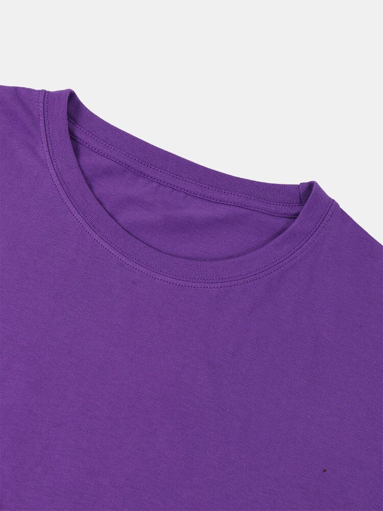 Camisetas De Manga Corta Sueltas Casuales De Cuello Redondo De Algodón De Color Sólido Para Hombre