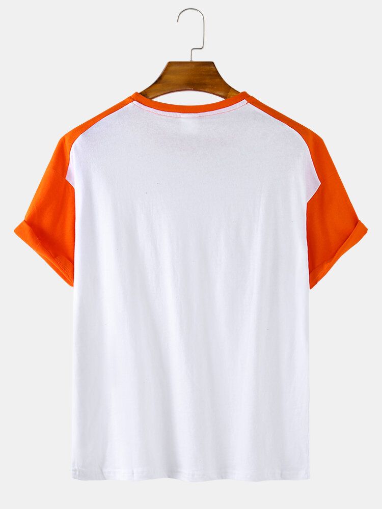 Camisetas De Manga Corta Sueltas Con Cuello Redondo De Algodón Para Hombre Con Bolsillo