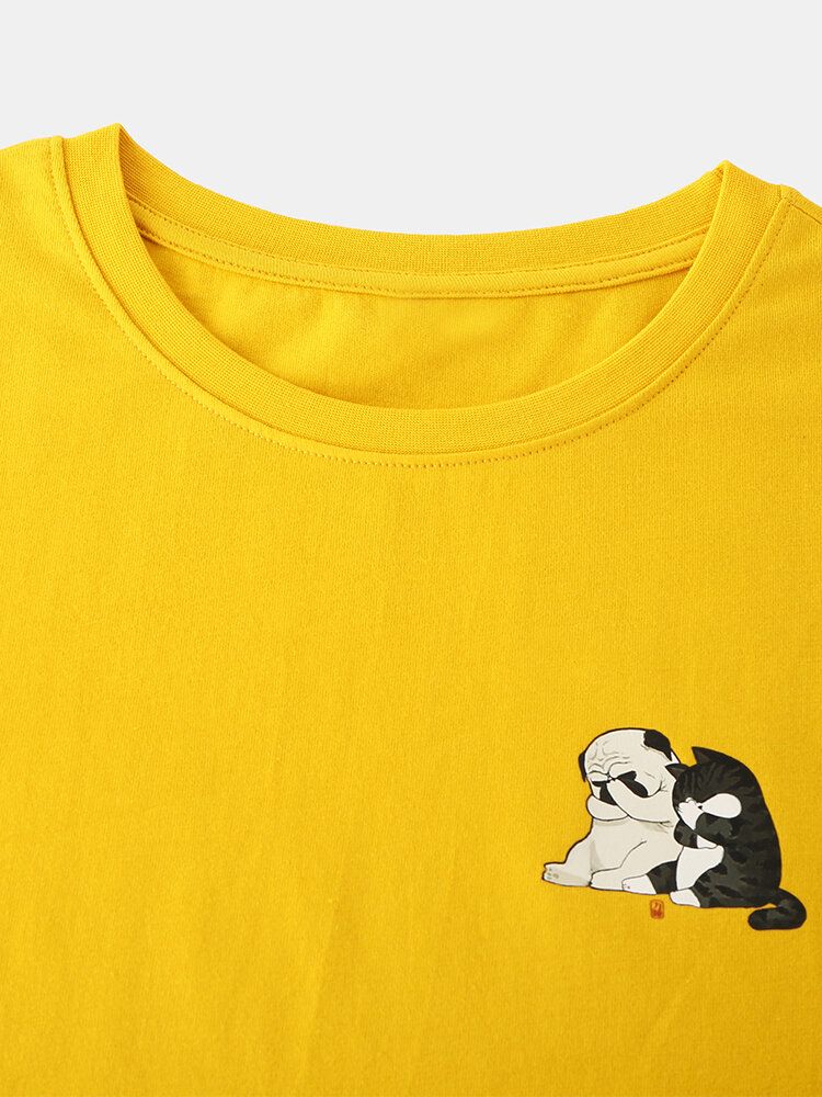 Camisetas De Manga Corta Sueltas Con Estampado Animal De Dibujos Animados De Diseñador