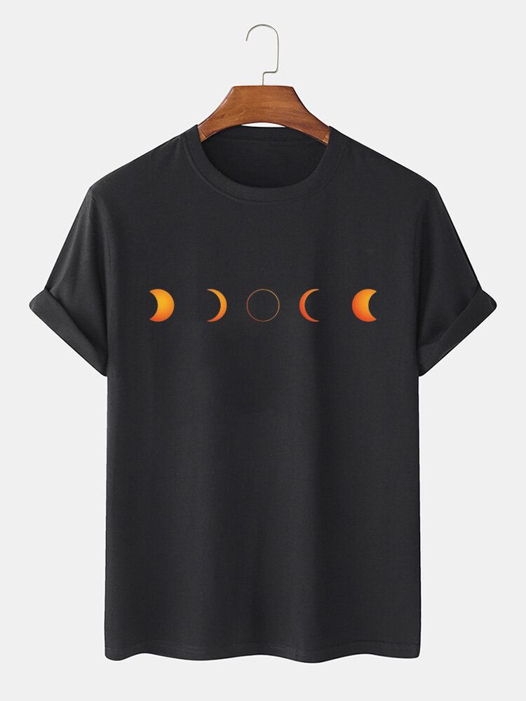 Camisetas De Manga Corta Transpirables Con Estampado Lunar Eclipse De Algodón De Diseñador