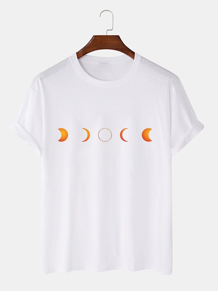 Camisetas De Manga Corta Transpirables Con Estampado Lunar Eclipse De Algodón De Diseñador