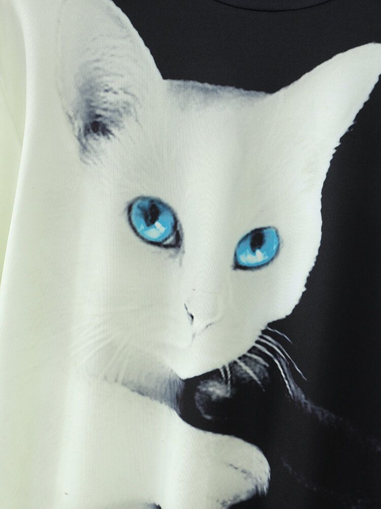 Camisetas De Manga Larga Con Diseño De Jersey Con Estampado De Gato Para Hombre