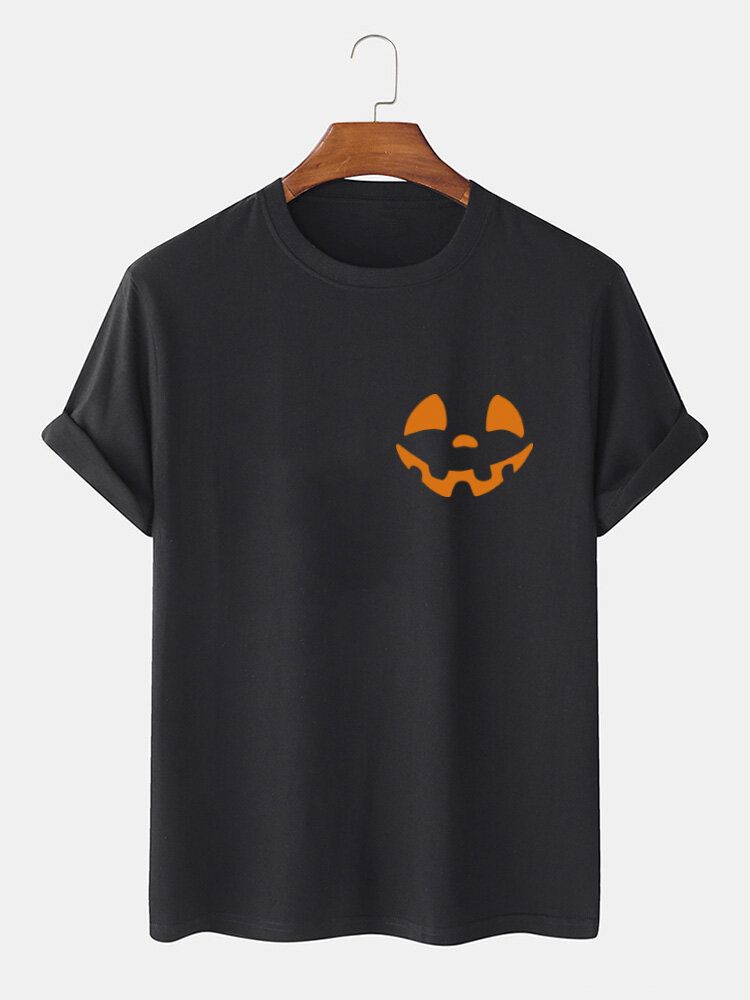 Camisetas Sencillas De Manga Corta Con Estampado De Sonrisa De Diseño 100% Algodón Para Hombre De Halloween