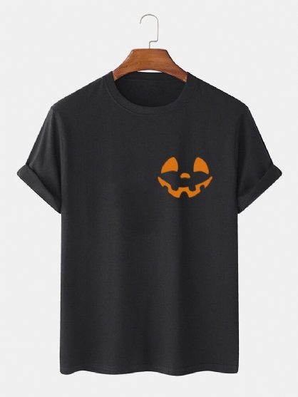 Camisetas Sencillas De Manga Corta Con Estampado De Sonrisa De Diseño 100% Algodón Para Hombre De Halloween