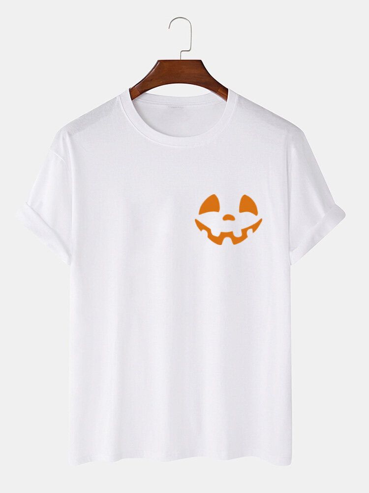 Camisetas Sencillas De Manga Corta Con Estampado De Sonrisa De Diseño 100% Algodón Para Hombre De Halloween