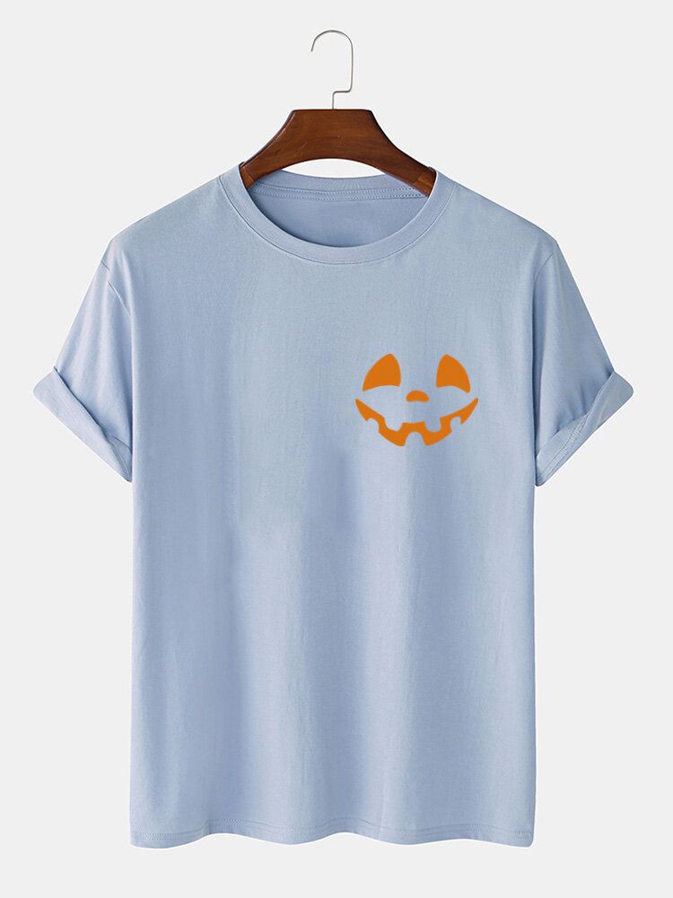 Camisetas Sencillas De Manga Corta Con Estampado De Sonrisa De Diseño 100% Algodón Para Hombre De Halloween