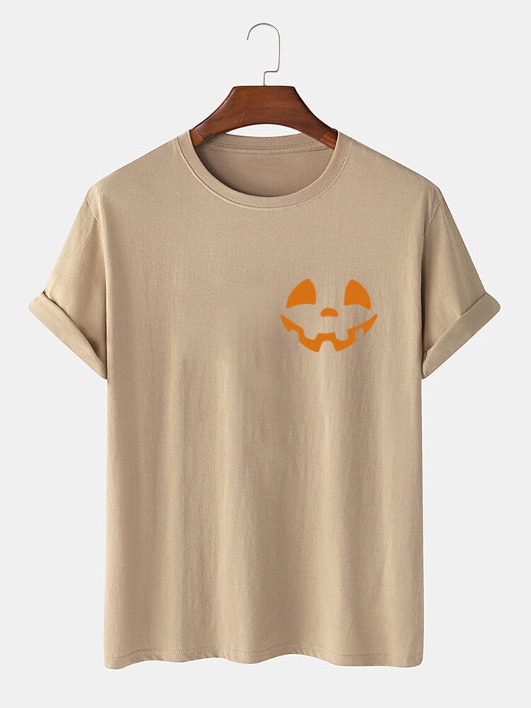 Camisetas Sencillas De Manga Corta Con Estampado De Sonrisa De Diseño 100% Algodón Para Hombre De Halloween