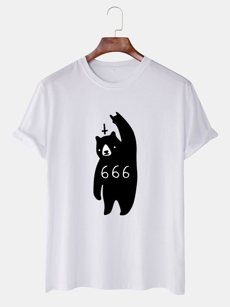 Camisetas Sueltas De Manga Corta Con Estampado De Oso De Dibujos Animados De Algodón