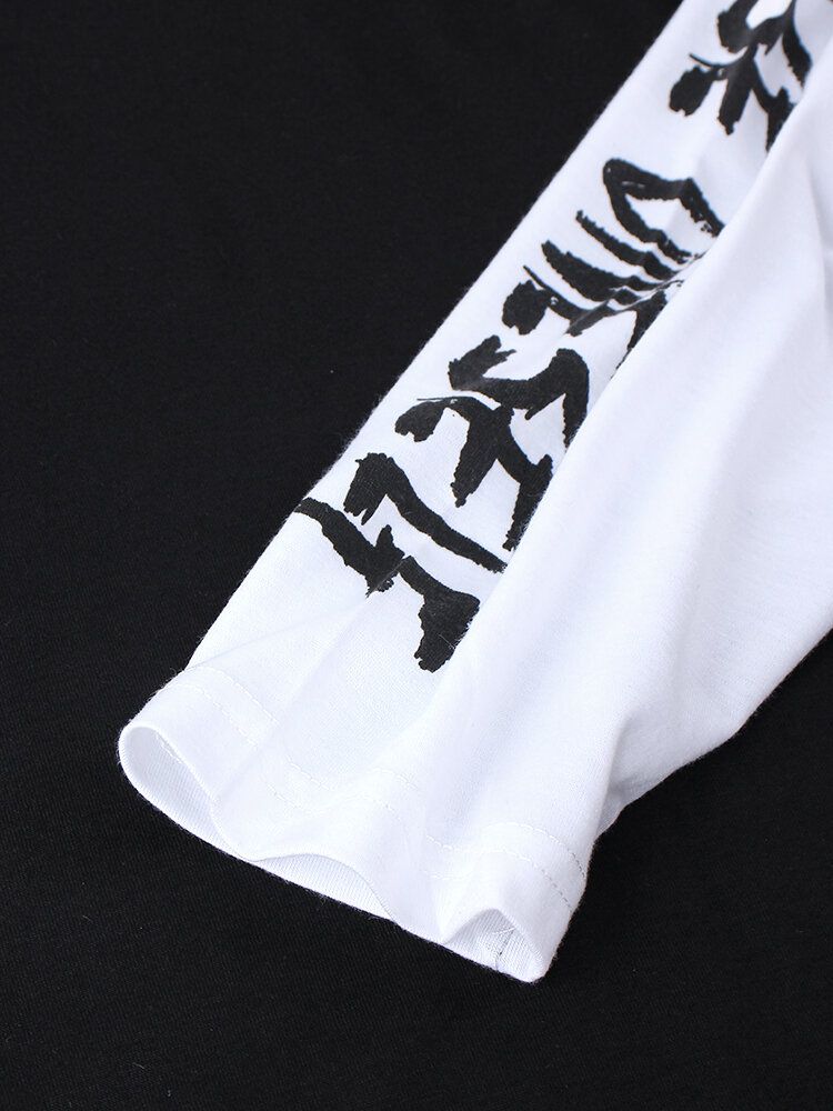 Camisetas Sueltas De Manga De Doctor Con Estampado De Letras Laterales De Algodón 100%