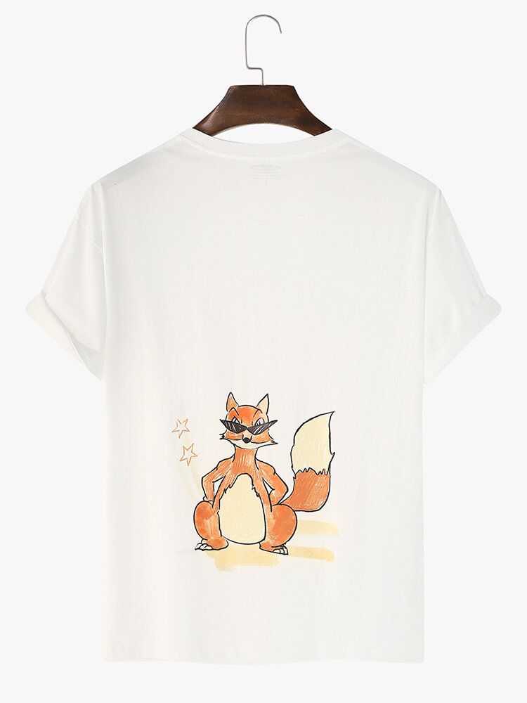 Camisetas Sueltas Transpirables De Color Sólido Con Estampado De Ardilla De Dibujos Animados Para Hombre