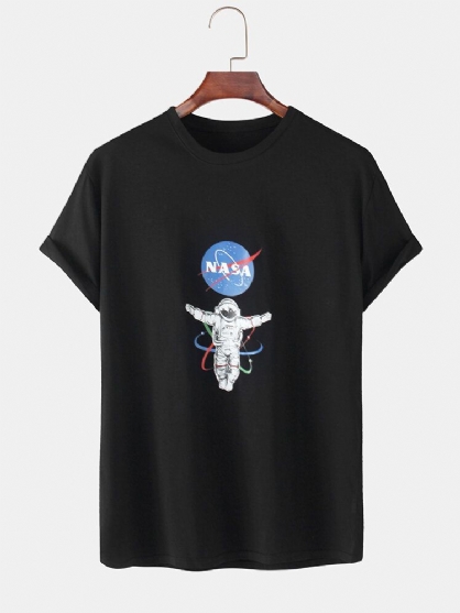 Camisetas Transpirables De Manga Corta Con Cuello Redondo Y Estampado De Astronauta 100% Algodón