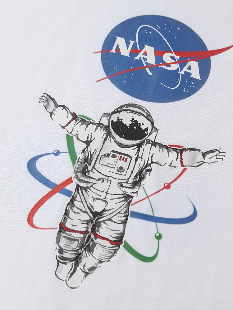 Camisetas Transpirables De Manga Corta Con Cuello Redondo Y Estampado De Astronauta 100% Algodón