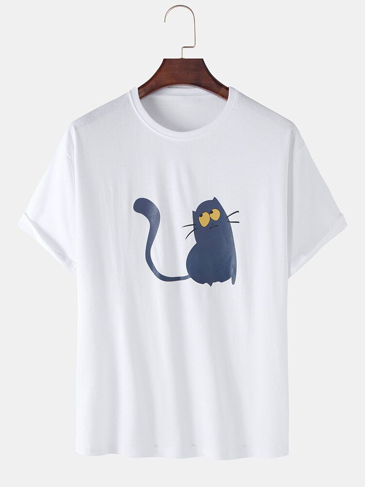 Camisetas Transpirables De Manga Corta Con Estampado Animal De Gato De Dibujos Animados De Algodón