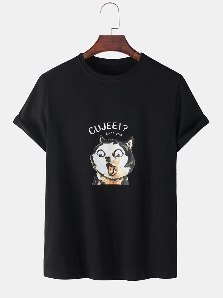 Camisetas Transpirables De Manga Corta Con Patrón De Dibujos Animados De Perro Divertido De Algodón