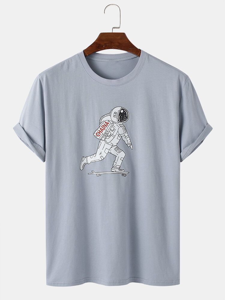 Hombre Astronaut Graphic O-cuello 100% Algodón Casual Camisetas De Manga Corta