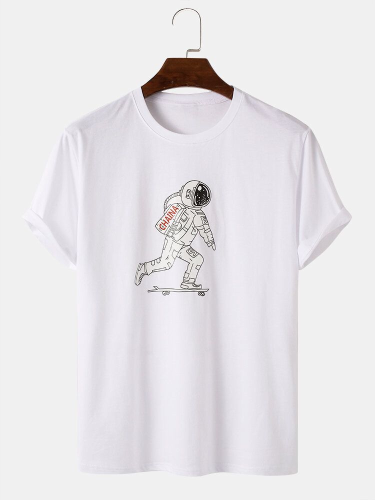 Hombre Astronaut Graphic O-cuello 100% Algodón Casual Camisetas De Manga Corta