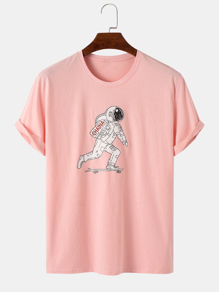 Hombre Astronaut Graphic O-cuello 100% Algodón Casual Camisetas De Manga Corta