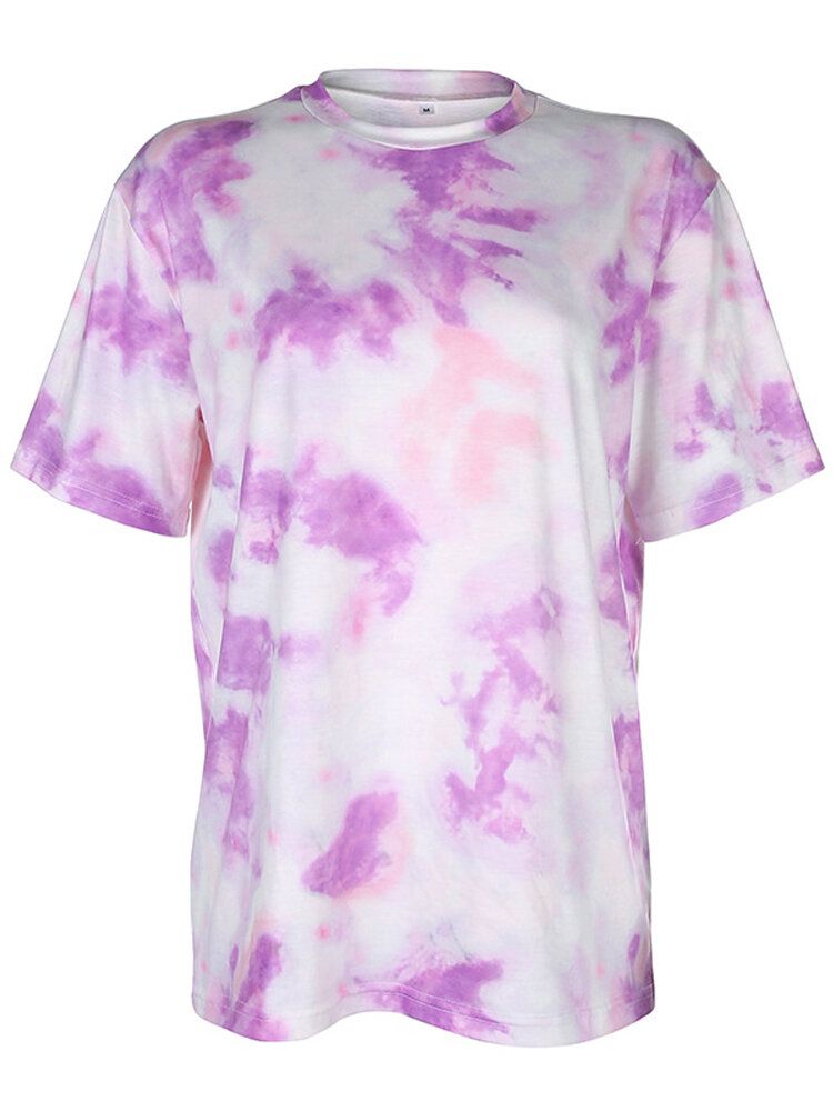 Tie Dye Print Mujeres Deportes De Verano Top De Dos Piezas Camisetas Casuales