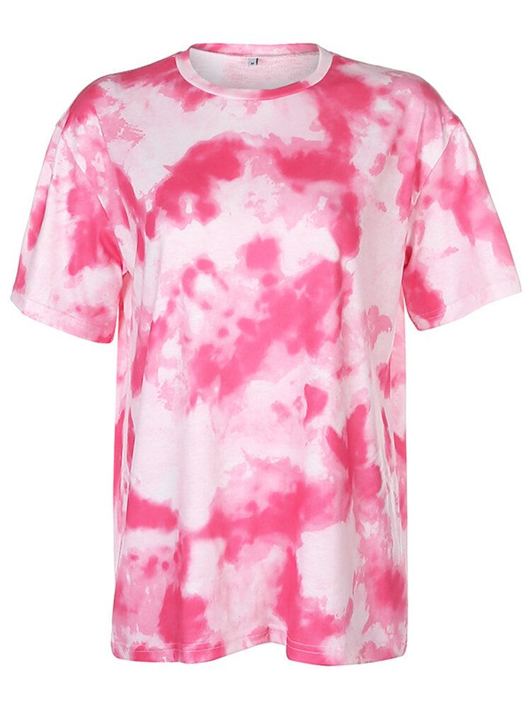 Tie Dye Print Mujeres Deportes De Verano Top De Dos Piezas Camisetas Casuales