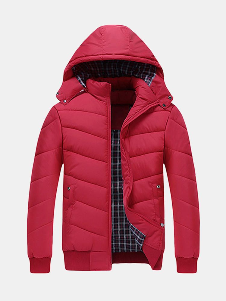 Abrigo Acolchado De Algodón De Plumón De Invierno Con Capucha Para Hombre Chaqueta Gruesa Con Cuello Alto Parka Corta Y Cálida