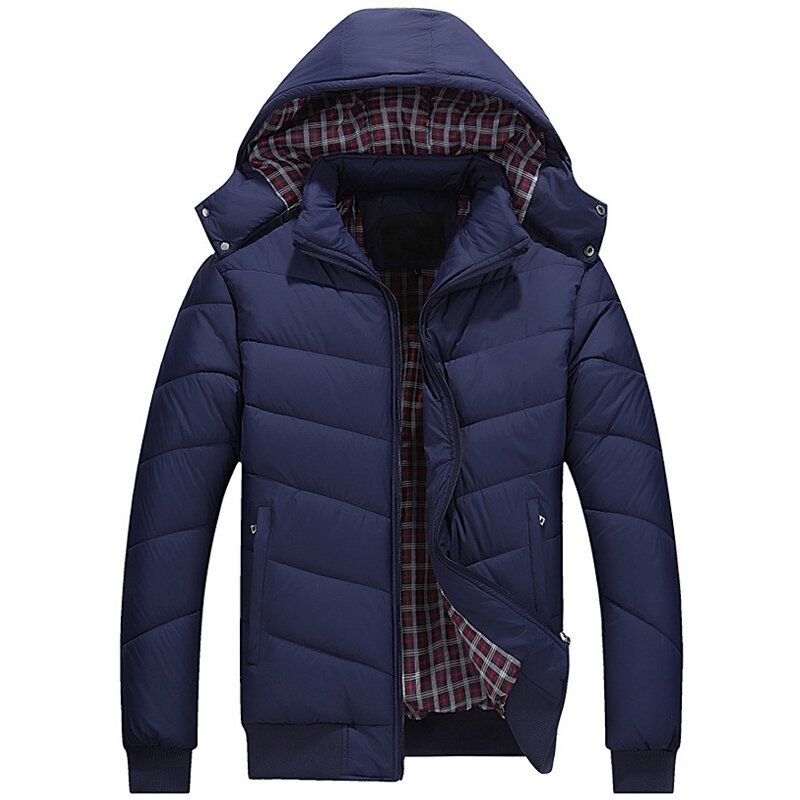 Abrigo Acolchado De Algodón De Plumón De Invierno Con Capucha Para Hombre Chaqueta Gruesa Con Cuello Alto Parka Corta Y Cálida