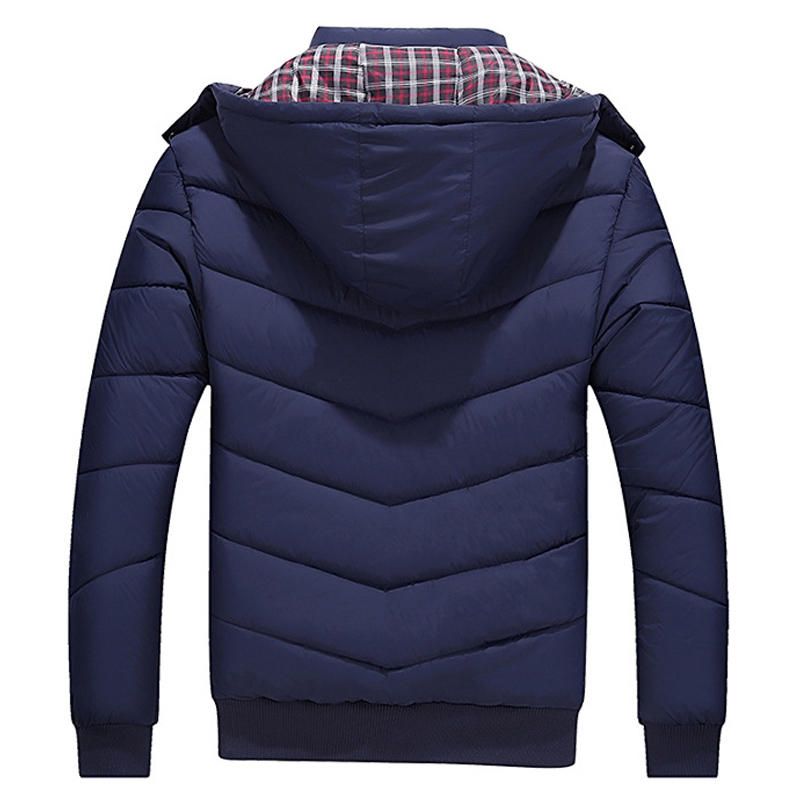 Abrigo Acolchado De Algodón De Plumón De Invierno Con Capucha Para Hombre Chaqueta Gruesa Con Cuello Alto Parka Corta Y Cálida