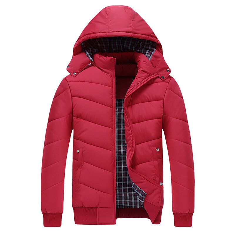 Abrigo Acolchado De Algodón De Plumón De Invierno Con Capucha Para Hombre Chaqueta Gruesa Con Cuello Alto Parka Corta Y Cálida