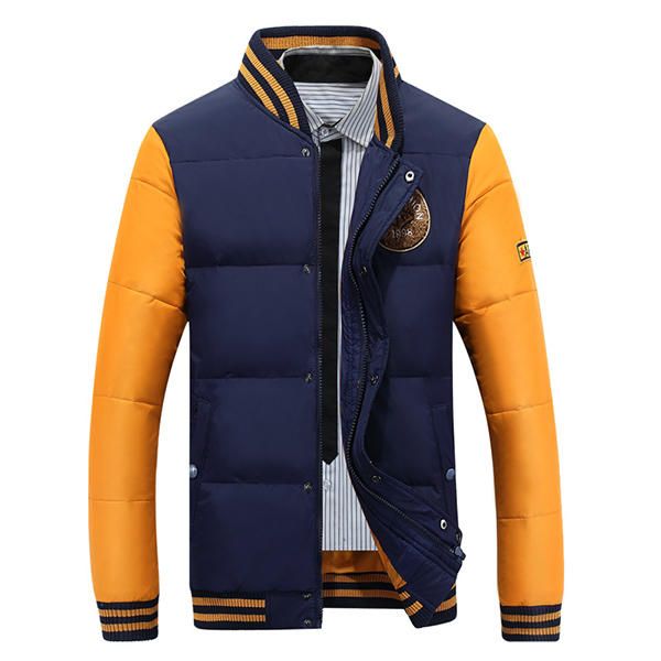 Abrigo De Béisbol Con Costura De Ocio Al Aire Libre Para Hombre Chaqueta Informal A Rayas Otoño Invierno Color De Contraste