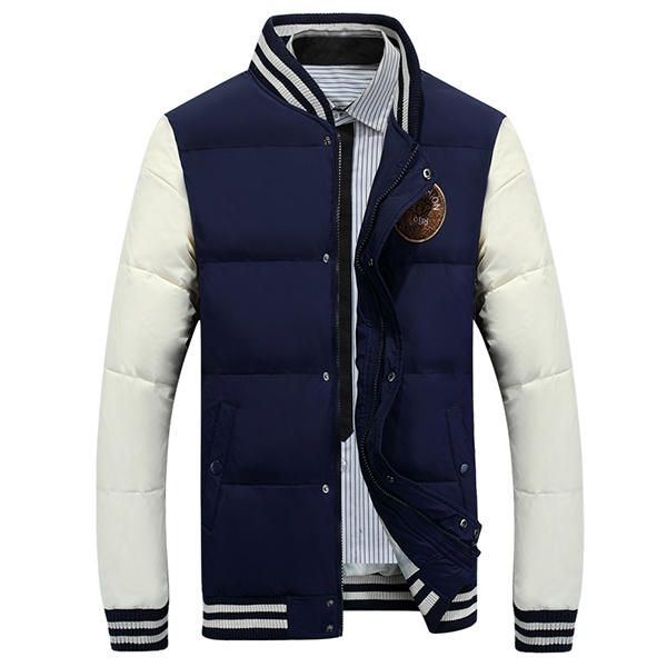 Abrigo De Béisbol Con Costura De Ocio Al Aire Libre Para Hombre Chaqueta Informal A Rayas Otoño Invierno Color De Contraste