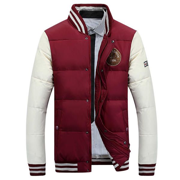 Abrigo De Béisbol Con Costura De Ocio Al Aire Libre Para Hombre Chaqueta Informal A Rayas Otoño Invierno Color De Contraste