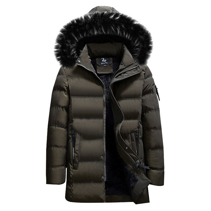 Chaqueta Acolchada De Algodón Cálido Para Hombre Parka De Invierno Aislada Con Capucha Peluda