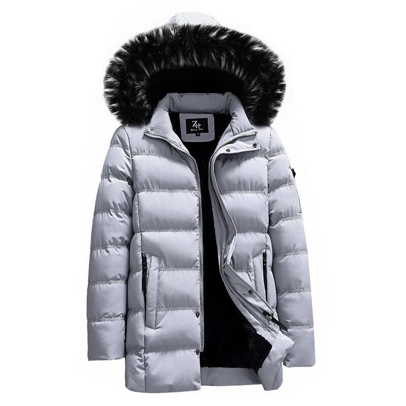 Chaqueta Acolchada De Algodón Cálido Para Hombre Parka De Invierno Aislada Con Capucha Peluda