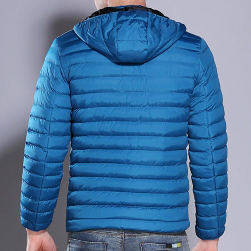 Chaqueta Acolchada De Algodón Informal Para Hombre Abrigos De Color Sólido Con Capucha