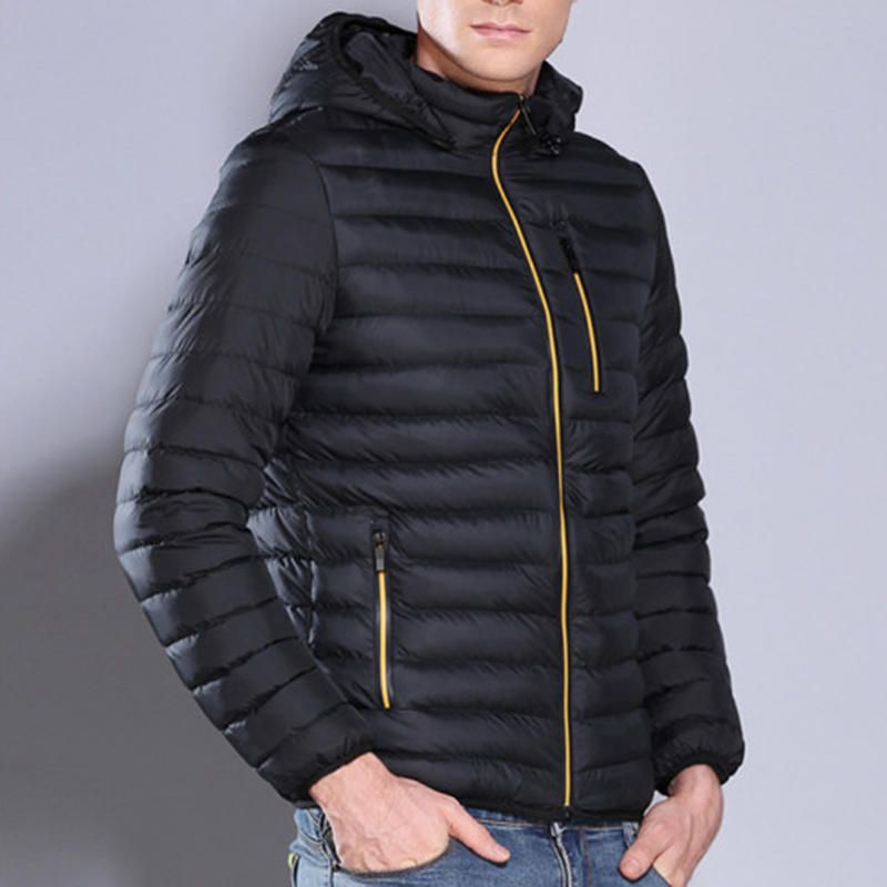 Chaqueta Acolchada De Algodón Informal Para Hombre Abrigos De Color Sólido Con Capucha