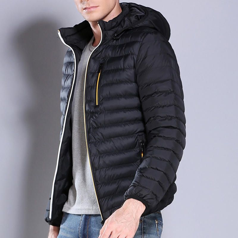 Chaqueta Acolchada De Algodón Informal Para Hombre Abrigos De Color Sólido Con Capucha