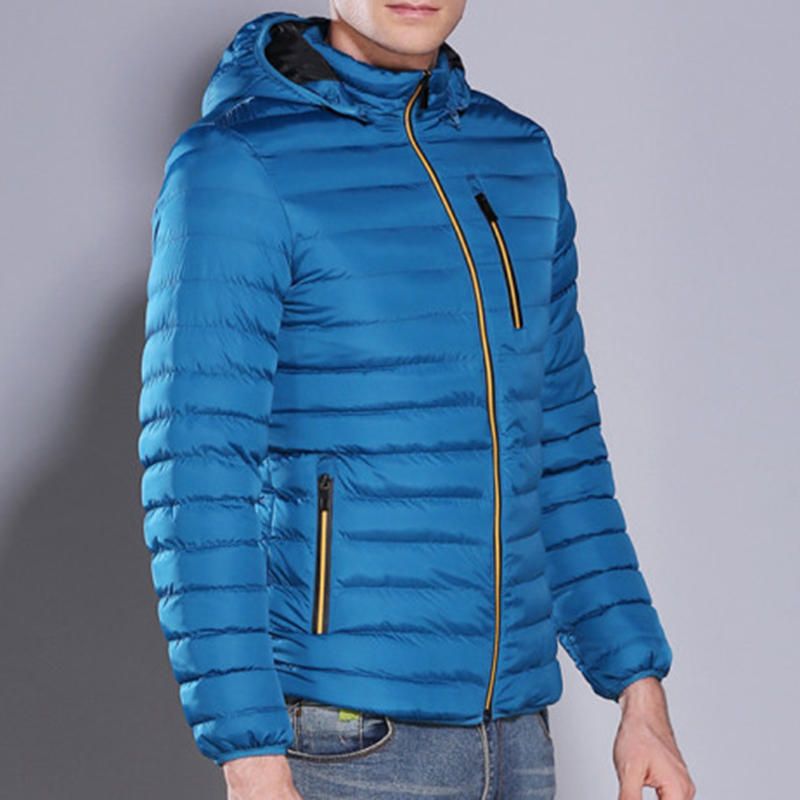 Chaqueta Acolchada De Algodón Informal Para Hombre Abrigos De Color Sólido Con Capucha