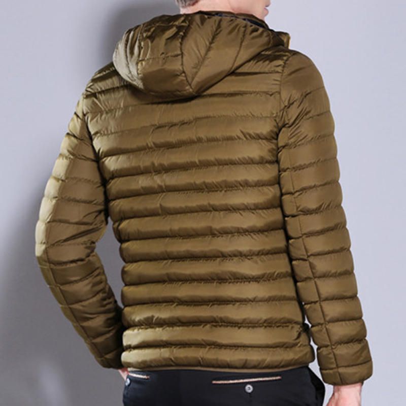 Chaqueta Acolchada De Algodón Informal Para Hombre Abrigos De Color Sólido Con Capucha