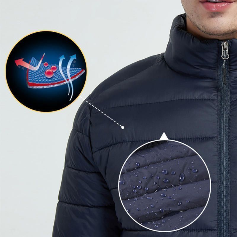 Chaqueta Acolchada De Algodón De Plumón Para Hombre Abrigo Ligero Con Capucha Y Cuello Alto Portátil