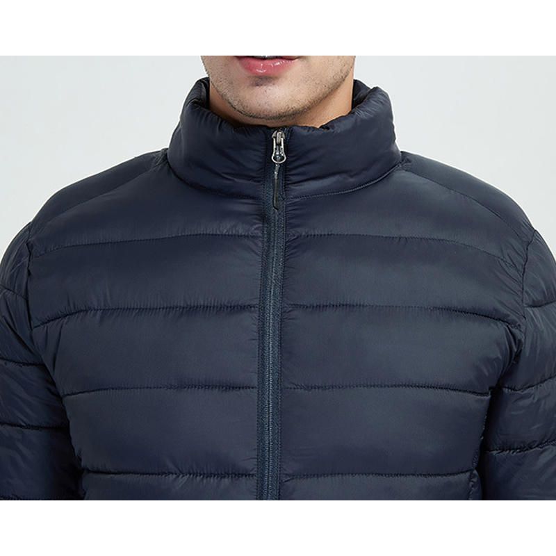 Chaqueta Acolchada De Algodón De Plumón Para Hombre Abrigo Ligero Con Capucha Y Cuello Alto Portátil