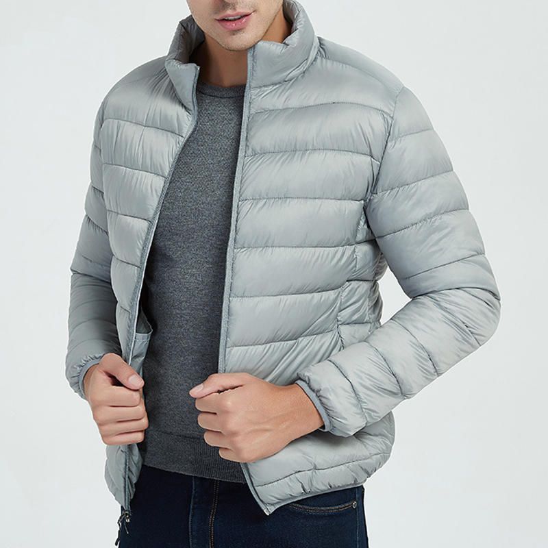 Chaqueta Acolchada De Algodón De Plumón Para Hombre Abrigo Ligero Con Capucha Y Cuello Alto Portátil