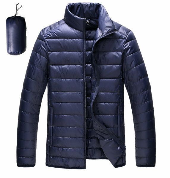 Chaqueta Acolchada De Plumón De Pato Con Cuello Alto Portátil Para Hombre Abrigo Informal De Color Sólido Claro 8 Colores