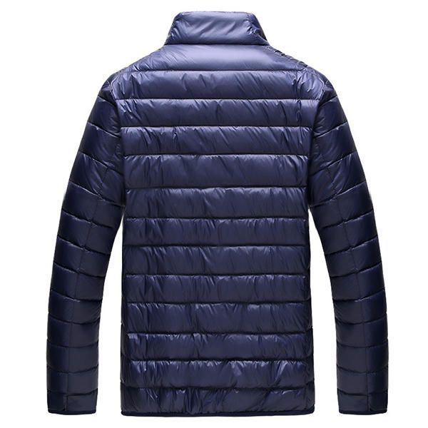 Chaqueta Acolchada De Plumón De Pato Con Cuello Alto Portátil Para Hombre Abrigo Informal De Color Sólido Claro 8 Colores