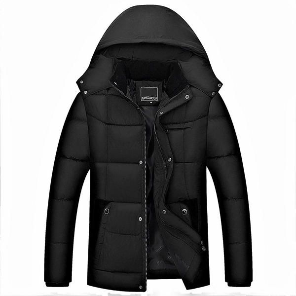 Chaqueta De Cuello Alto Desmontable Con Capucha Gruesa De Invierno Para Hombre