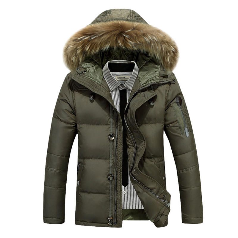 Chaqueta Gruesa Cálida De Invierno Para Hombre Parka Acolchada Con Capucha Peluda