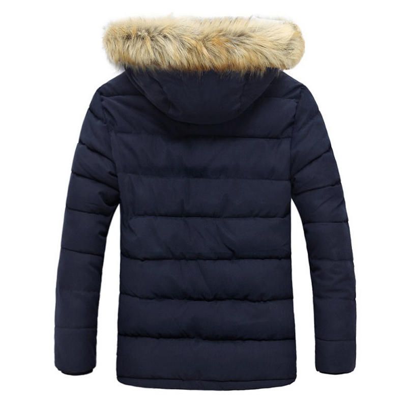 Chaqueta Parka Con Capucha Peluda Gruesa Y Cálida De Invierno A Prueba De Viento Para Hombre