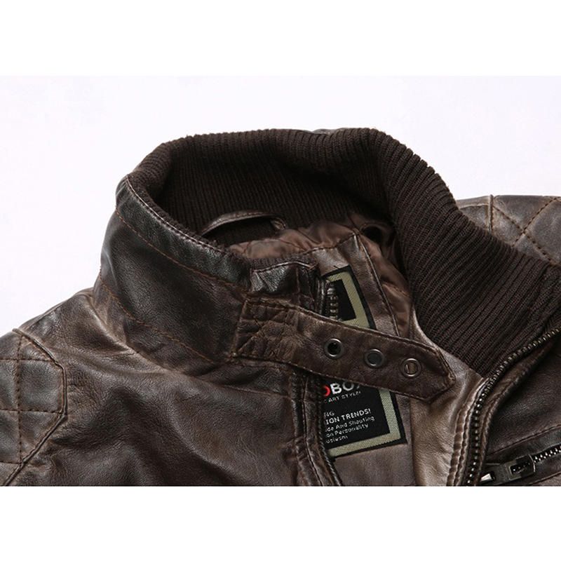 Abrigos De Pu Con Cuello Alto Para Hombre Chaquetas De Cuero