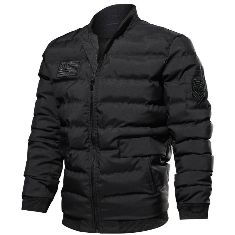 Chaqueta De Bombardero Informal Cálida De Invierno Gruesa Con Cuello De Béisbol Para Hombre