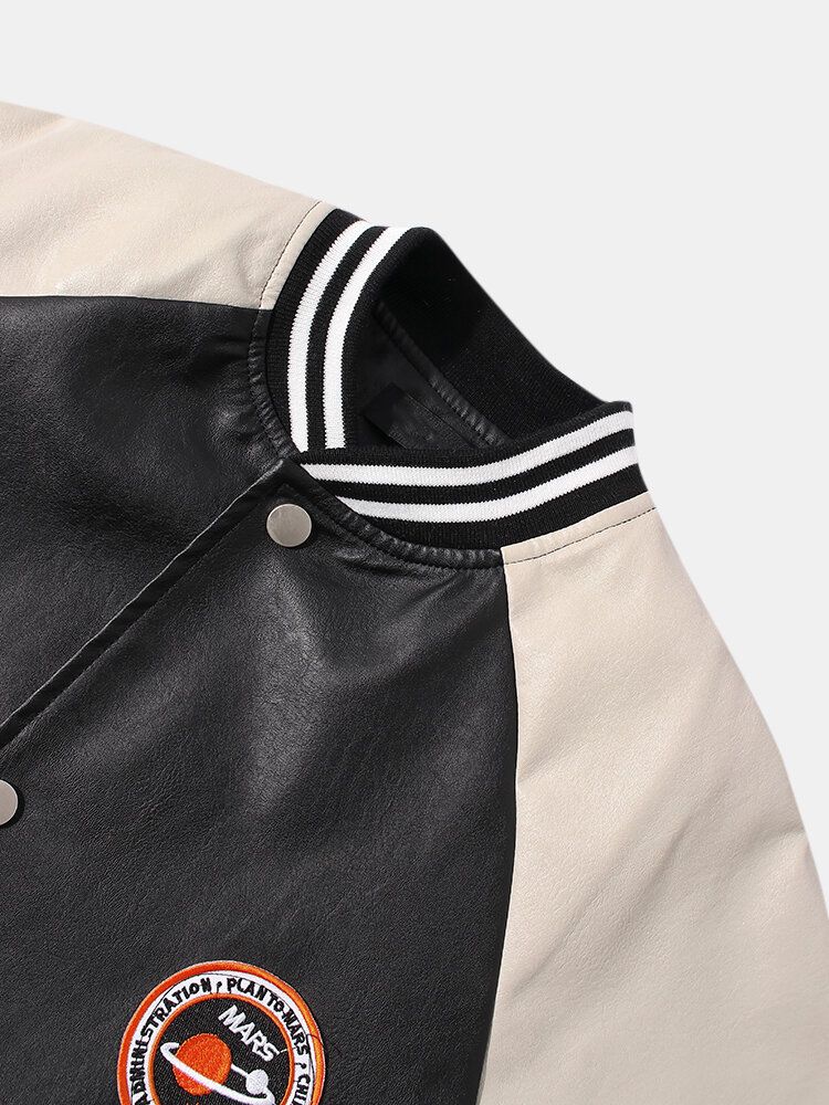 Chaqueta Cálida Con Cuello De Béisbol Y Manga Raglán Con Gráficos Para Hombre Con Bolsillo