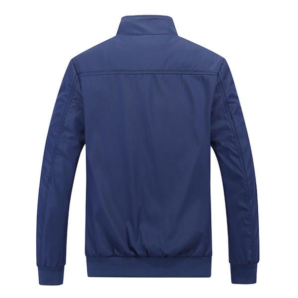 Chaqueta Casual De Negocios De Talla Grande Con Cremallera En Color Puro Primavera Otoño Para Hombres