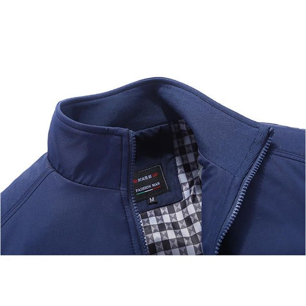 Chaqueta Casual De Negocios De Talla Grande Con Cremallera En Color Puro Primavera Otoño Para Hombres